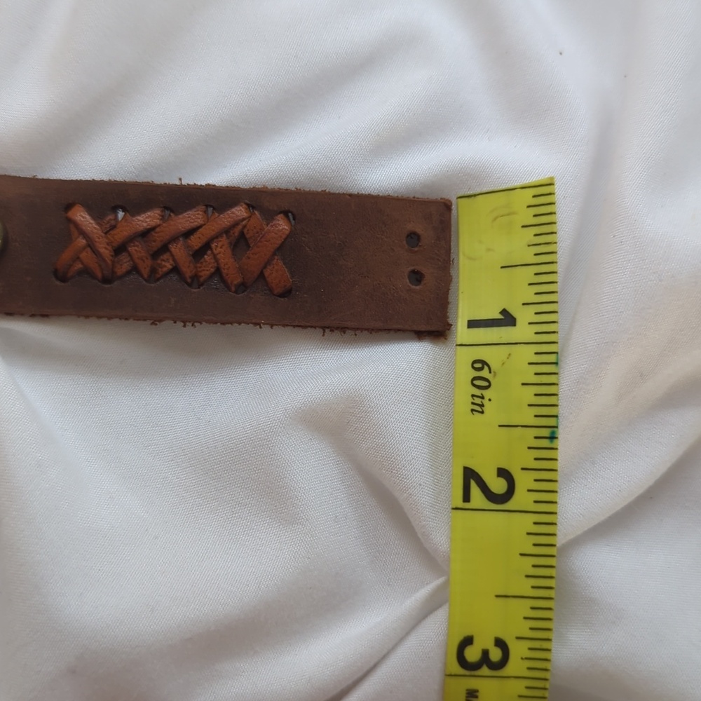 Vintage Studded Leather Cuff Bracelet - Unisex Boho Wrap - Adjustable - Picture 6 of 8